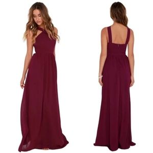 Lulu's Air of Romance Burgundy Maxi Dress
